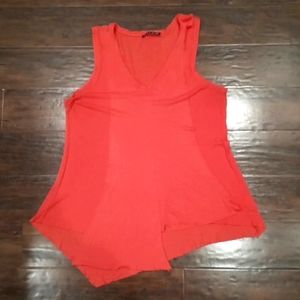 Cable & Gauge Burnt Orange Asymmetric  Ribbed Tank Size Large